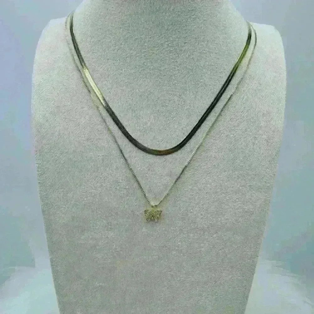 Butterfly Layered Necklace in Gold